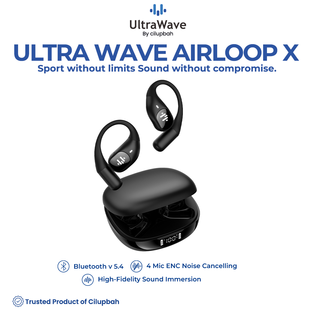 UltraWave AirLoop X - TWS IPX4 Bluetooth 5.4 ENC Noise Cancelling, Wireless Charging, LED Display