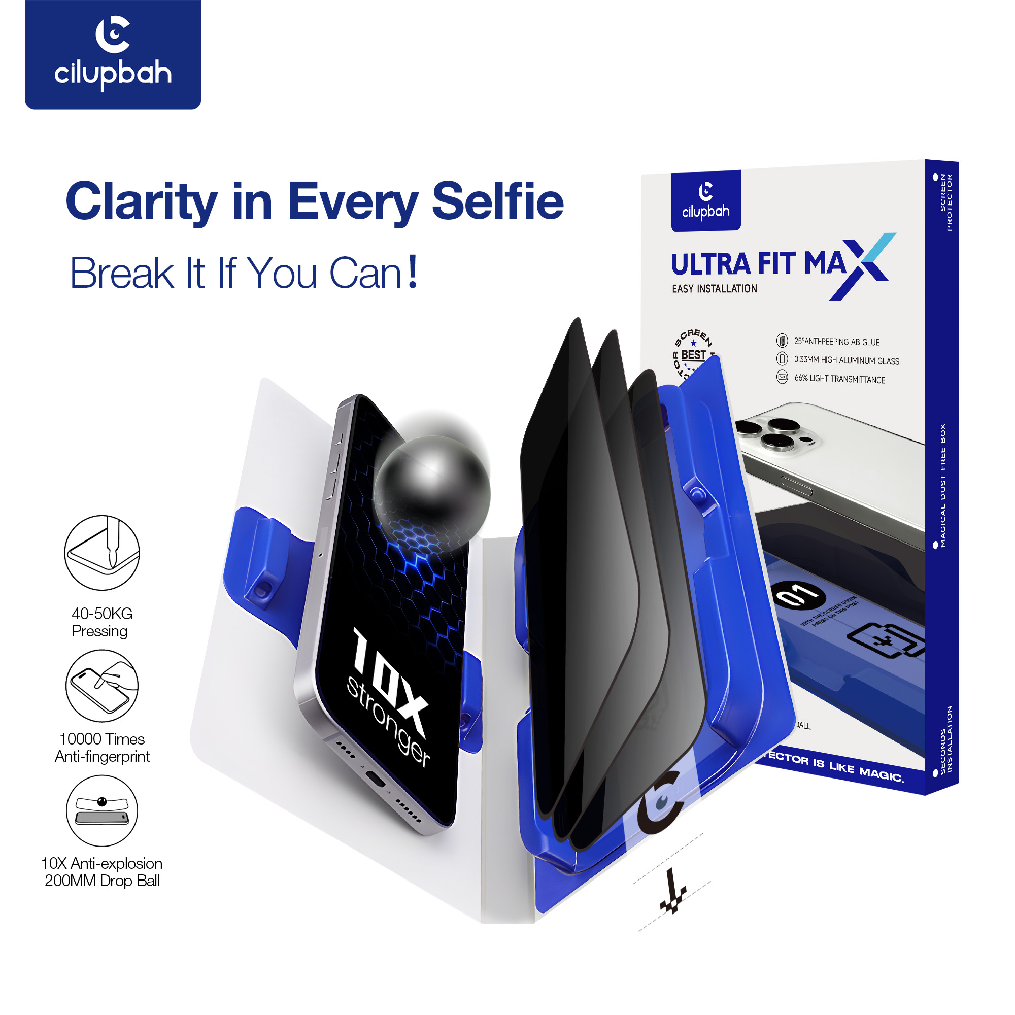 CILUPBAH Ultra Fit MaX Tempered Glass for iPhone