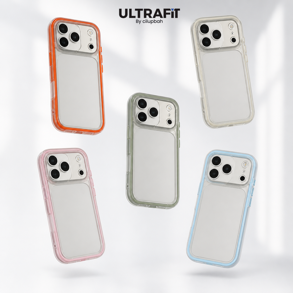 CILUPBAH CrystalGuard Built-In Color Bumper Clear Case iPhone 13 14 15 16 17 Plus Pro Max – Casing Transparan Bumper Warna