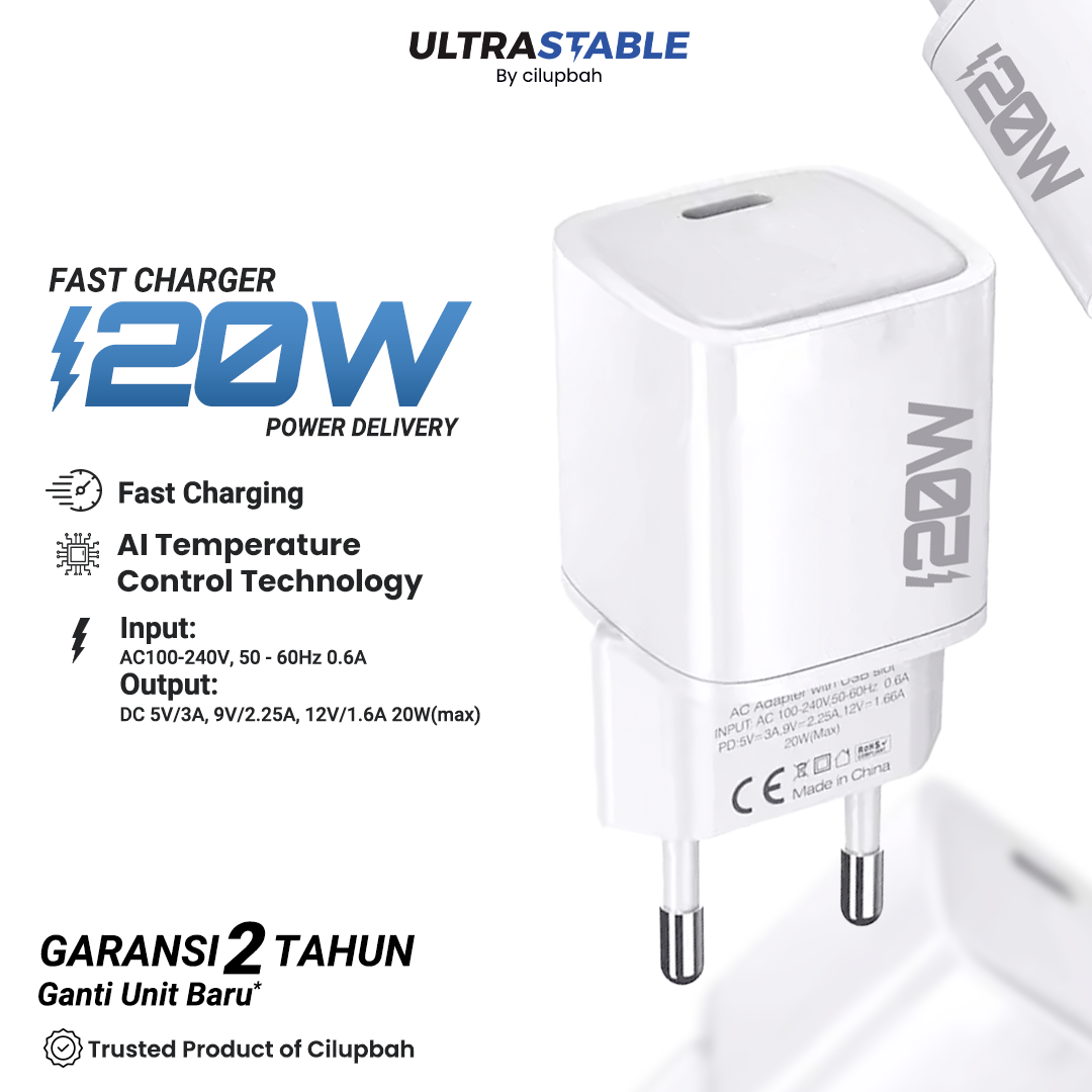 CILUPBAH Power Charger Adaptor GaN PD C 20W and Cable Type C to C to Lightning 60w Fast Charging