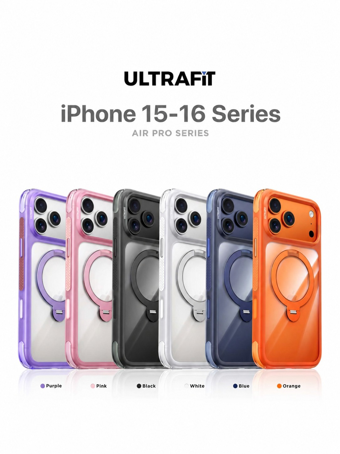 CILUPBAH AirPro Ring Holder Case for iPhone 15 16 17 Pro Max