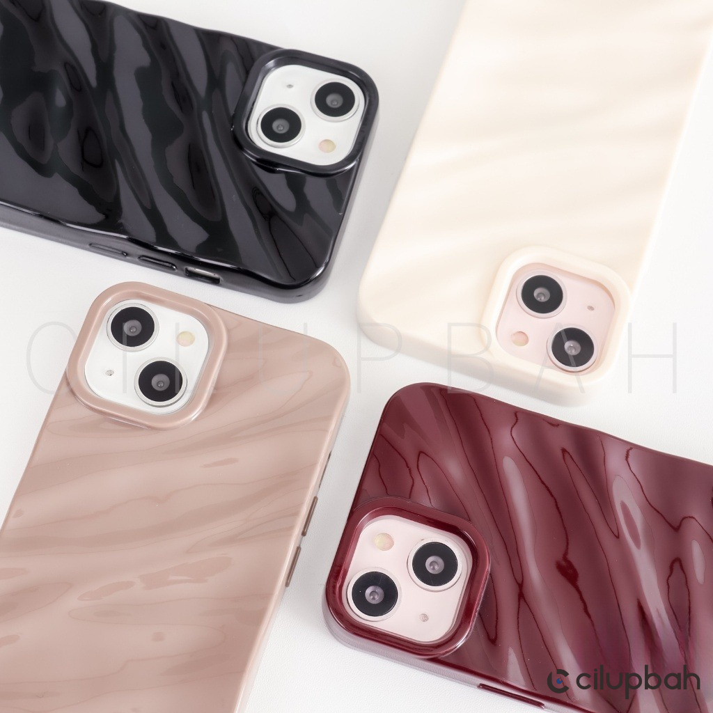 CILUPBAH Softcase Silicone Glossy Wrinkle Fullcover Case for iPhone 11 12 13 14 15 16 Plus Pro Max