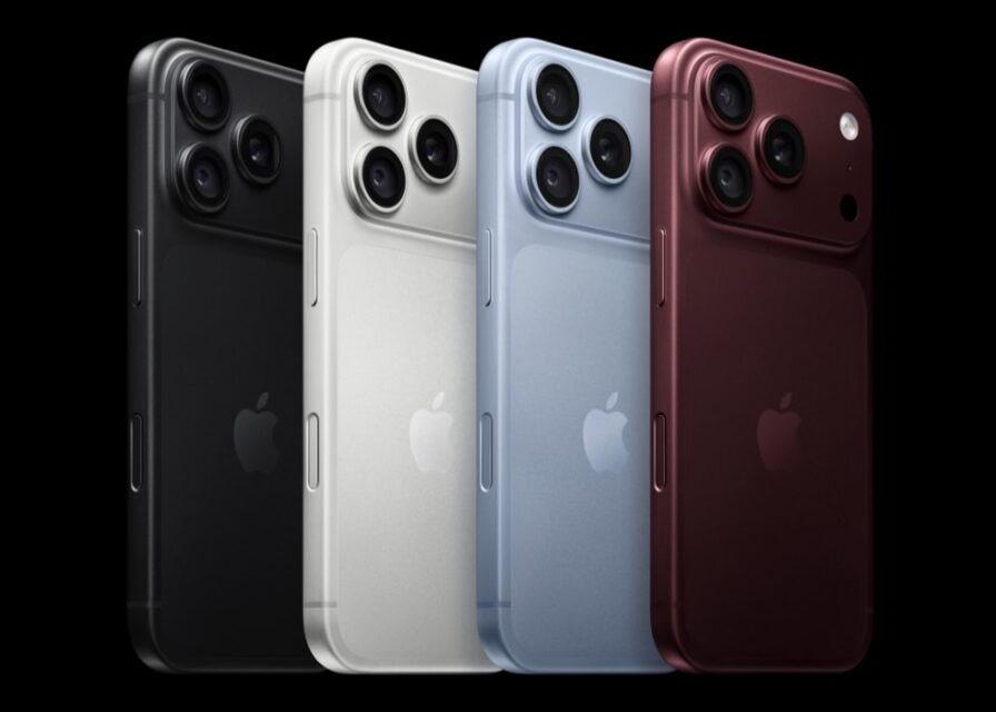 Jajaran iPhone 18 Pro dalam warna hitam, silver, glacier, dan burgundy.
