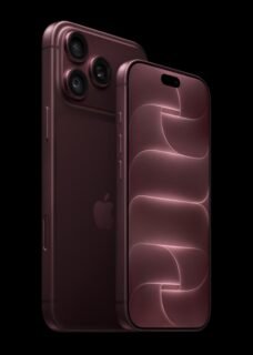iPhone 18 Pro dan iPhone 18 Pro Max berwarna burgundy, menampilkan layar depan dan kamera belakang.