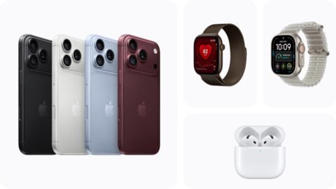 Jajaran iPhone 18 Pro bersama Apple Watch dan AirPods.