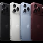 Beberapa iPhone 18 Pro dalam warna hitam, perak, light blue, dan burgundy ditampilkan berdampingan dari sisi belakang.